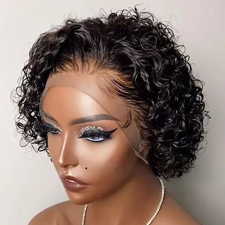 (ZA STOCKS) 2 Days Shipping 13x4 Lace Frontal Short Curly Pixie Wigs