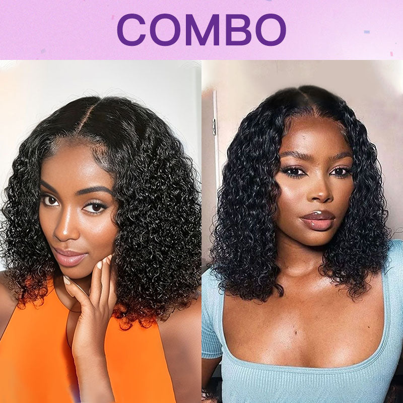 Combo Sale 10" Water Wave Glueless + 10" Jerry Curls Glueless (both 4x4 not frontal)