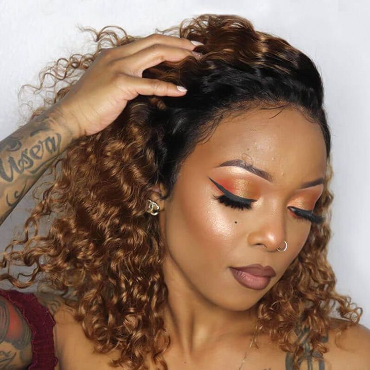 Jerry Curly Ombre Color T1b/4 Brown Color Wig